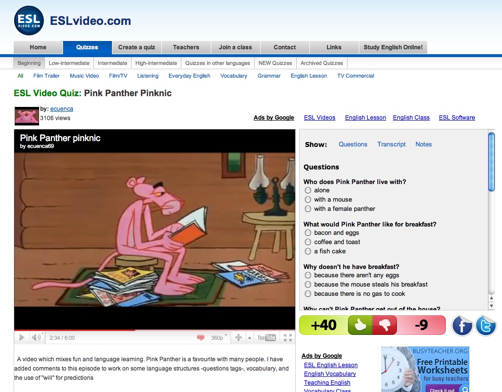Video: Pink Panther Pinknic | Recurso educativo 34230