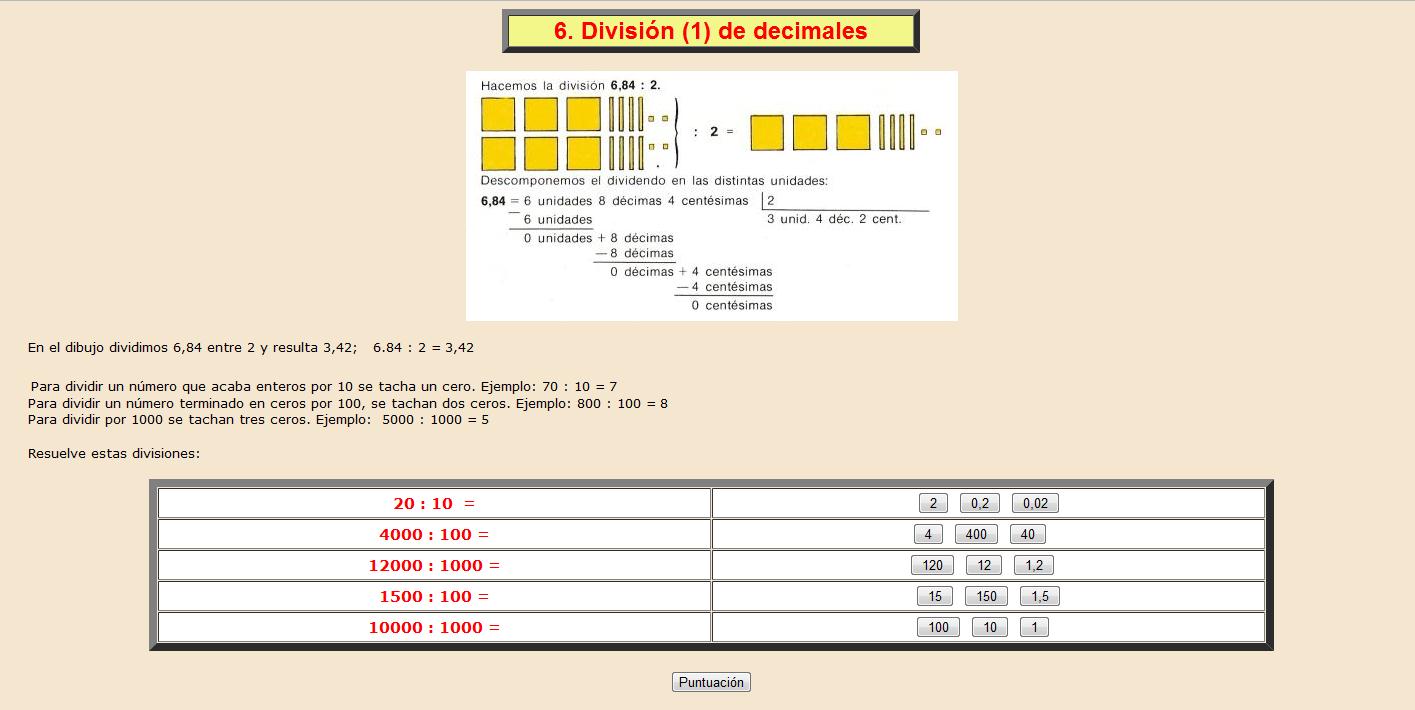 División de decimales  (1) | Recurso educativo 37993