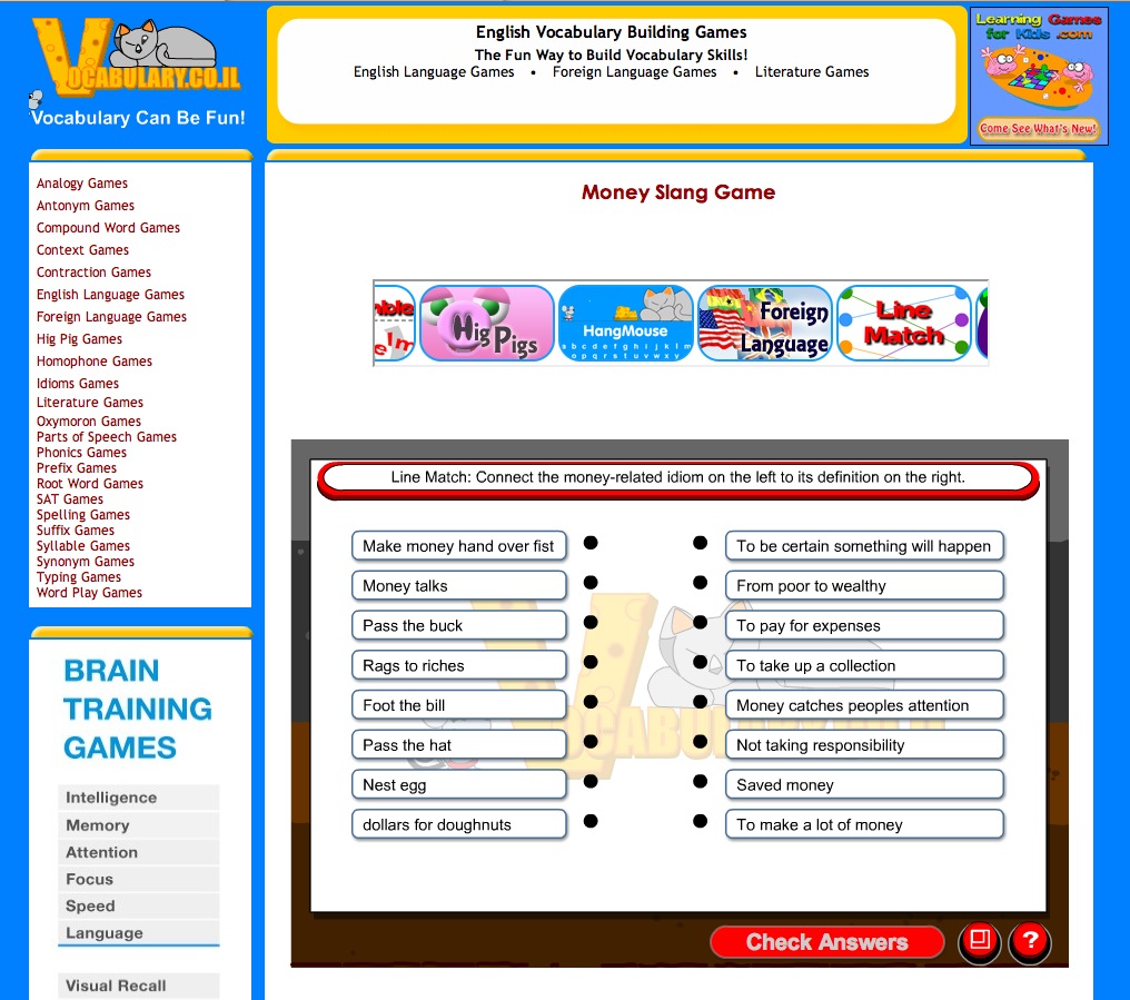 Money Slang Game | Recurso educativo 40322