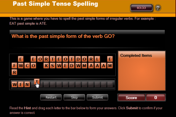 Past simple tense spelling | Recurso educativo 40900