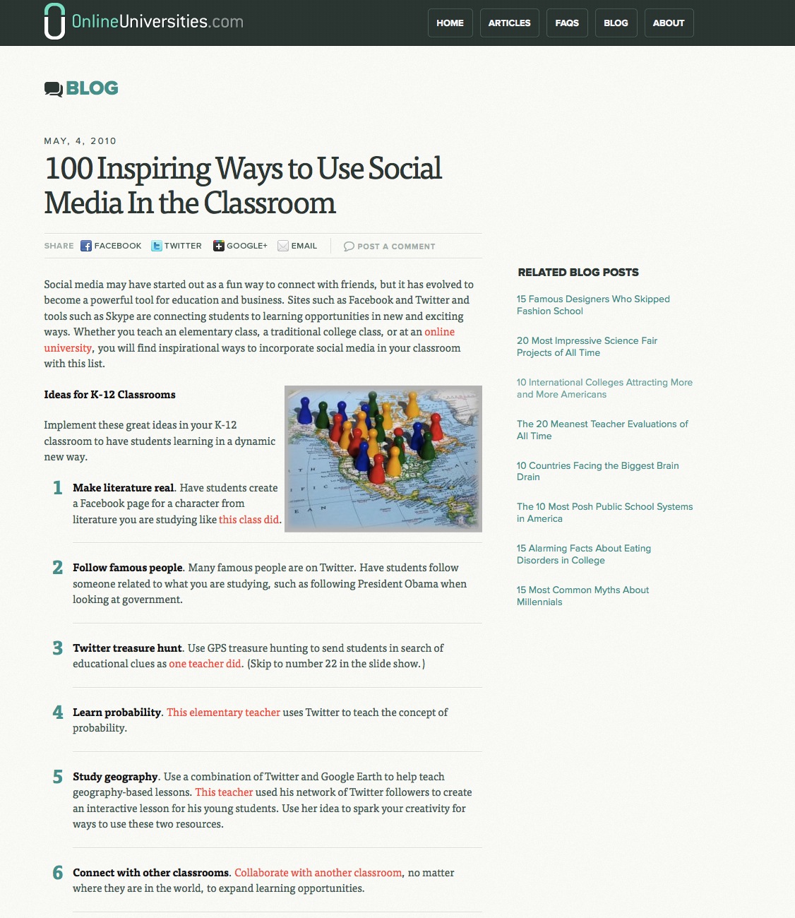 100 Inspiring Ways to USe Social Media in the Classroom | Recurso educativo 41493