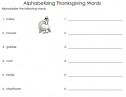 Alphabetizing Thanksgiving words | Recurso educativo 76987