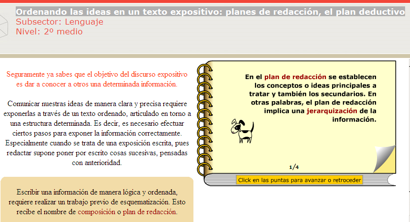 Ordenando las ideas en un texto expositivo: planes de redacción, el plan deductivo | Recurso educativo 44077